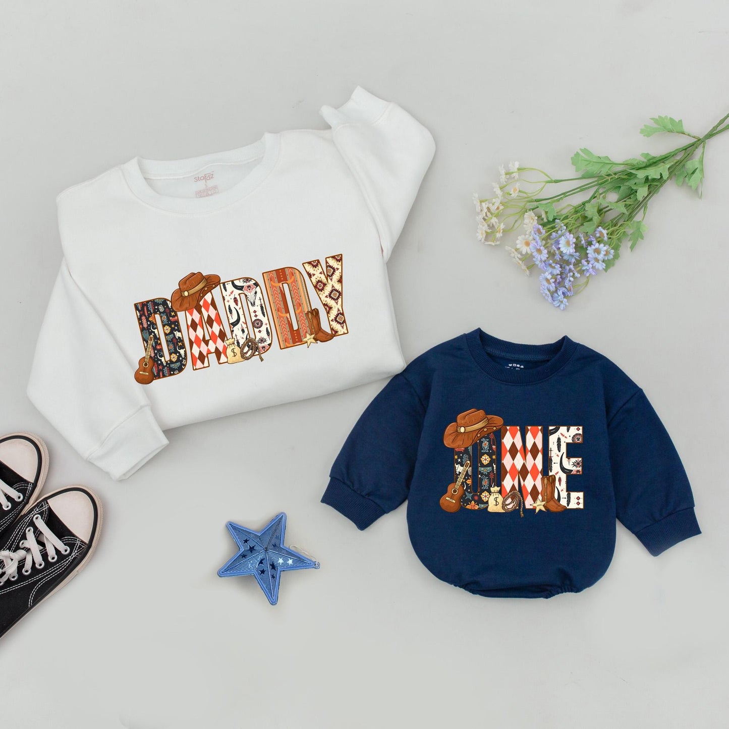 Personalized Wild One Cowboy Birthday Shirt, Family Matching Outfit for 1st Rodeo, Western Boy's 1st Birthday Party