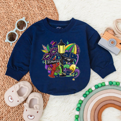 Mardi Gras Y'all Baby Romper King Cake Baby Bodysuit Festive Matching Outfit for Kids Fun Holiday Vibes