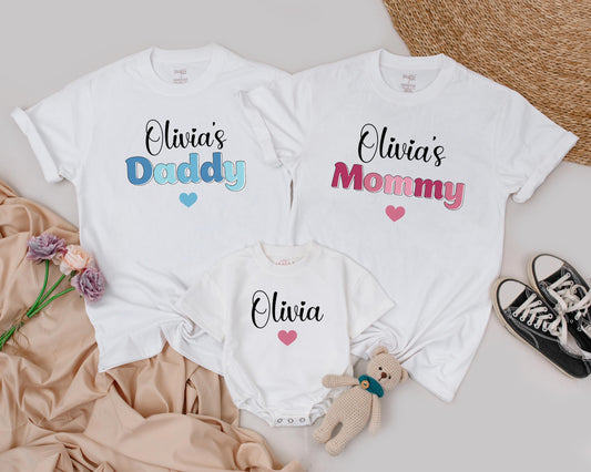 Personalized Family Birthday Matching Shirts Custom Name Outfits, Mom Dad Baby First Birthday Celebration Clothes Cotton Comfortable Matching Family (138 chars)