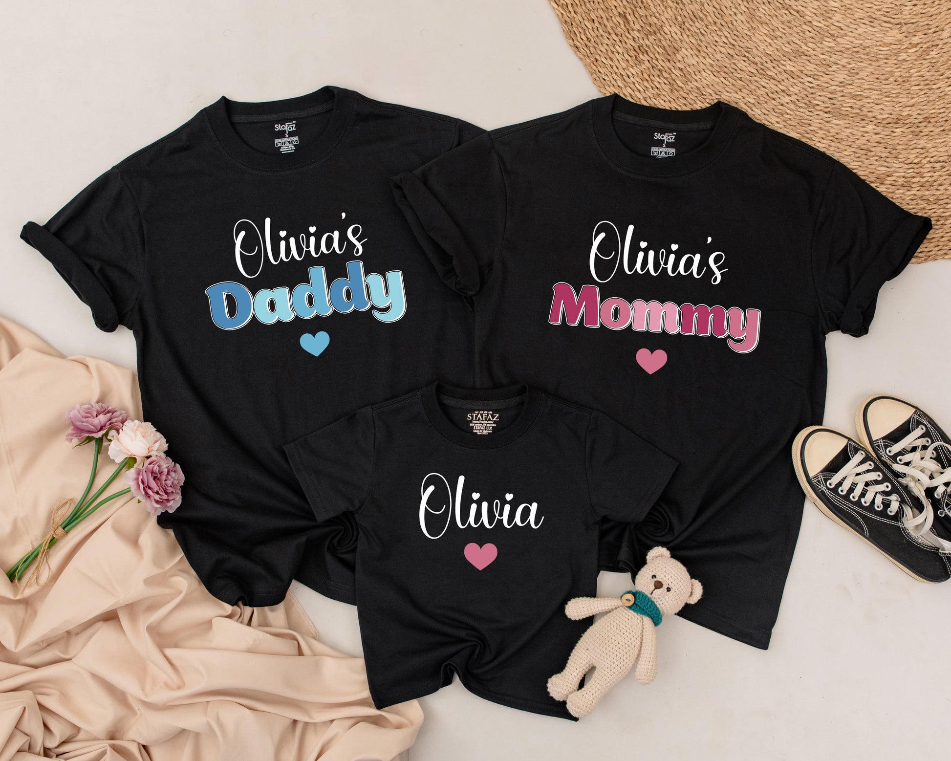 Personalized Family Birthday Matching Shirts Custom Name Outfits, Mom Dad Baby First Birthday Celebration Clothes Cotton Comfortable Matching Family (138 chars)