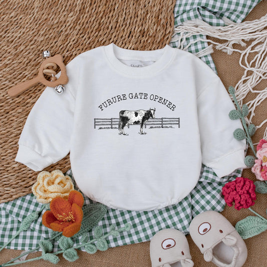 Future Gate Opener Romper Western Baby Bodysuit Newborn Bubble Outfit Rodeo Baby Shower Gift Boy Clothes