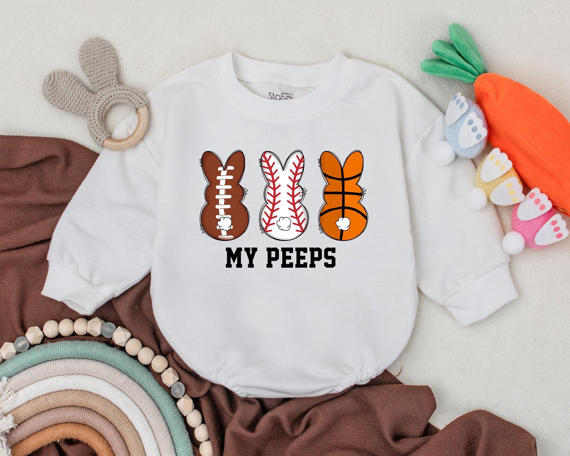 Cute Easter Sport Bunny Baby Romper for Boys & Girls First Easter Outfit Shower Gift