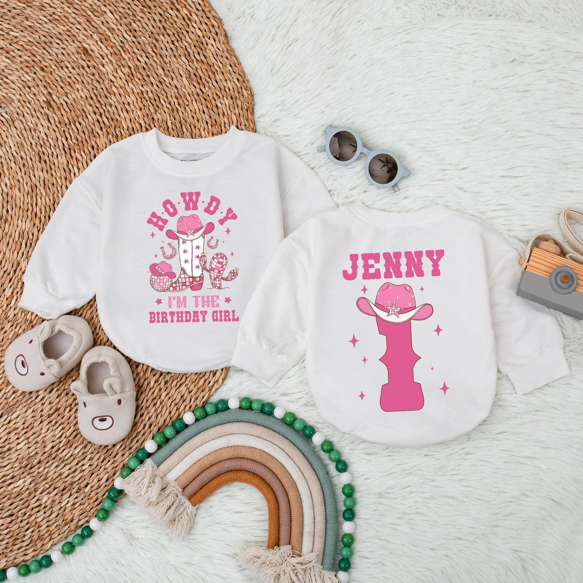 Custom My First Rodeo Bubble Romper First Birthday Outfit Baby Girl Western Cowgirl Style Adorable 1st Birthday Baby Gift Comfortable Short Sleeve Bodysuit