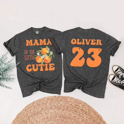 Little Cutie Orange Baby Outfit: Family Matching Shirts & Romper with Retro Floral Designs for Baby Shower & Newborn Gift - Cute & Personalized