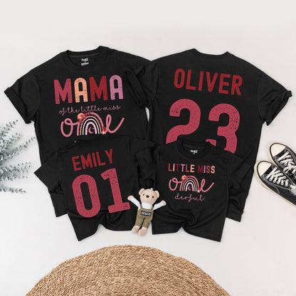 Onederful First Birthday Family Matching Shirts Boho Rainbow Little Miss One Birthday Outfit Mama Mom Daughter Celebration