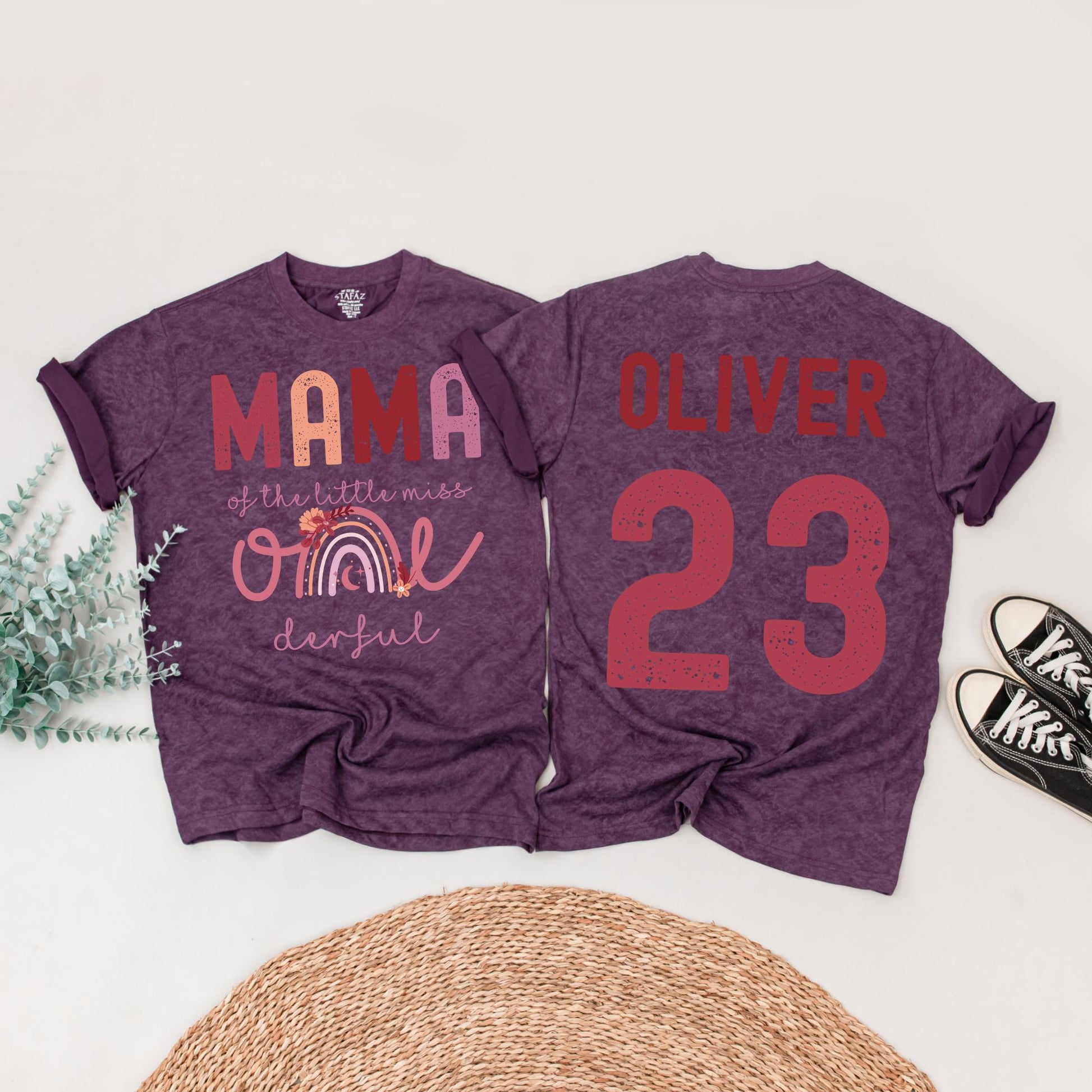 Onederful First Birthday Family Matching Shirts Boho Rainbow Little Miss One Birthday Outfit Mama Mom Daughter Celebration
