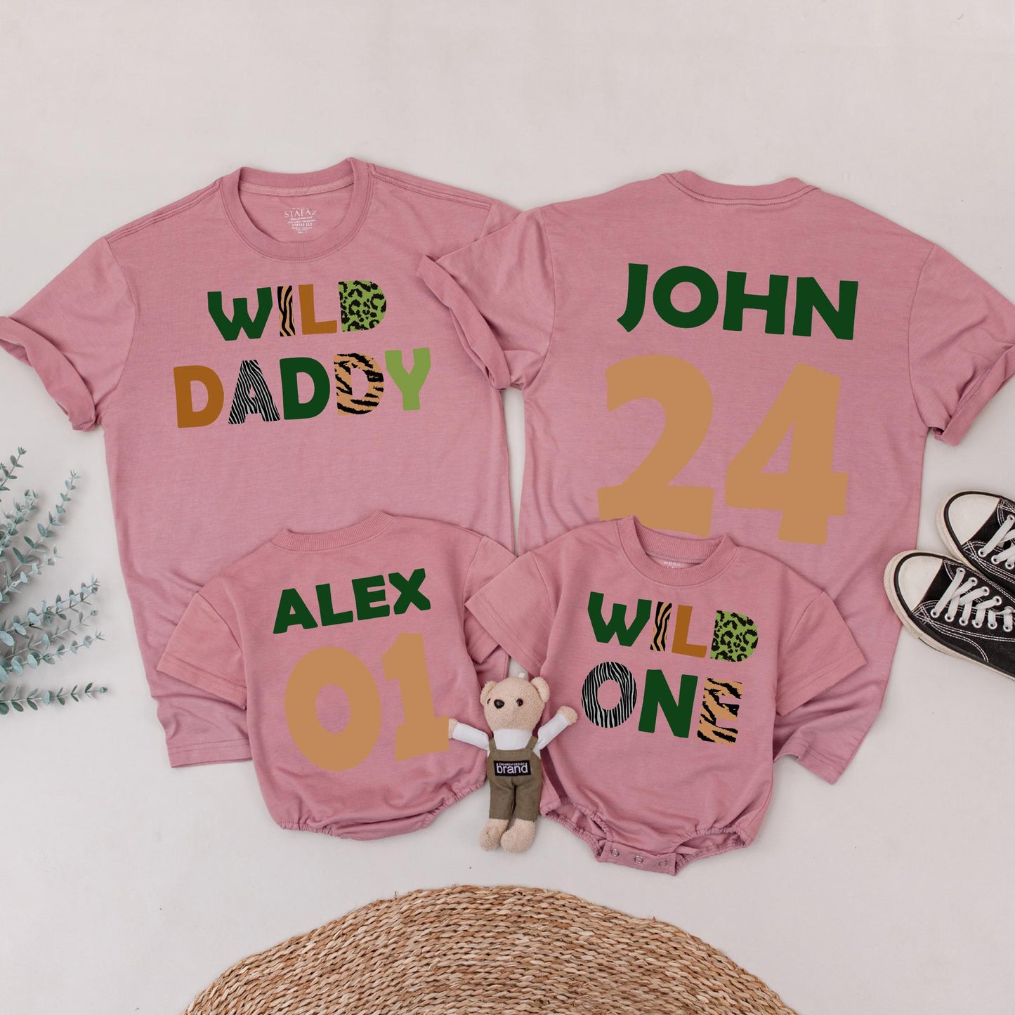 Wild One Birthday Matching Family Shirts: Safari Zoo Theme, Mommy Daddy Baby Outfit, Animal Print, 1st Birthday Party, Vacation Shirts 136