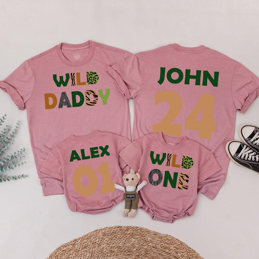 Wild One Birthday Matching Family Shirts: Safari Zoo Theme, Mommy Daddy Baby Outfit, Animal Print, 1st Birthday Party, Vacation Shirts 136