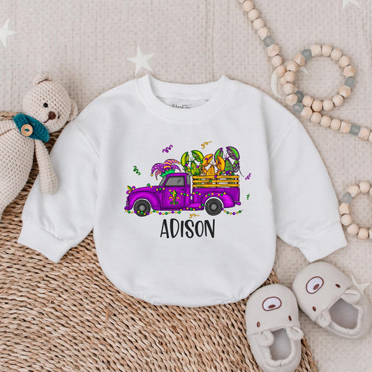 Custom Mardi Gras Crawfish Baby Bubble Romper Festive Baby Boy Outfit Newborn Bodysuit Infant Clothes Fun Celebration