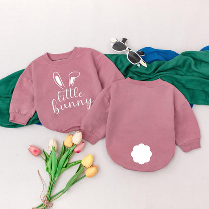 Little Bunny Baby Romper Retro Easter Day Bodysuit First Easter Outfit Baby Shower Gift Bubble Romper