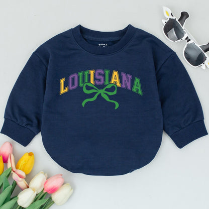 Retro Louisiana Mardi Gras Baby Romper for Baby Announcement and First Carnival Festival Outfit Bodysuit, Funny Newborn Gift for Parade Celebration