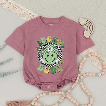 Retro Lucky Family Matching Shirts One Lucky Dude Mama Retro Smiley Face St Patrick's Day Gift