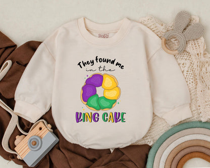 Found Me in the King Cake Mardi Gras Baby Romper Cute Newborn Outfit Unisex Baby Clothes Unique Baby Shower Gift
