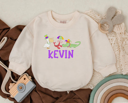 Custom Mardi Gras Baby Romper Cute Sweatshirt Outfit Unisex Baby Shower Gift Newborn Clothes