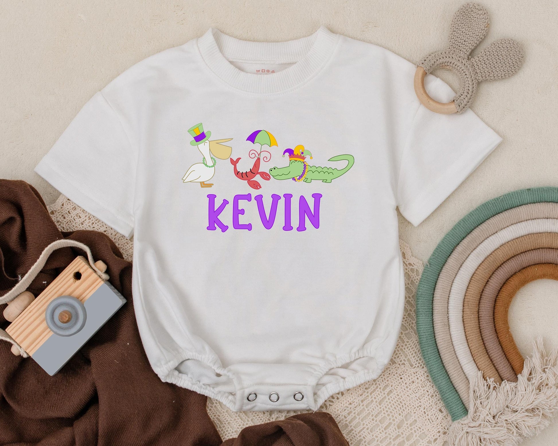 Custom Mardi Gras Baby Romper Cute Sweatshirt Outfit Unisex Baby Shower Gift Newborn Clothes