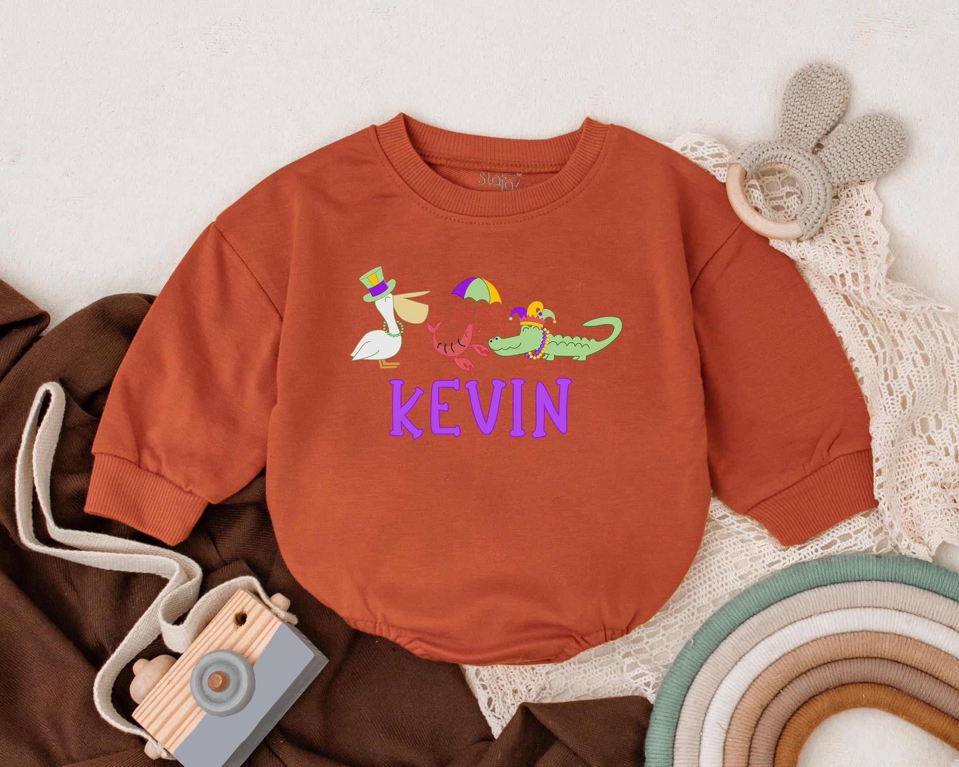 Custom Mardi Gras Baby Romper Cute Sweatshirt Outfit Unisex Baby Shower Gift Newborn Clothes