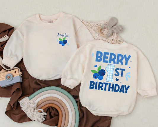 Berry Sweet Birthday Romper Personalized "Sweet One" Bubble Romper Girl 1st Birthday Outfit Baby Shower Gift Smash Cake Cotton Soft