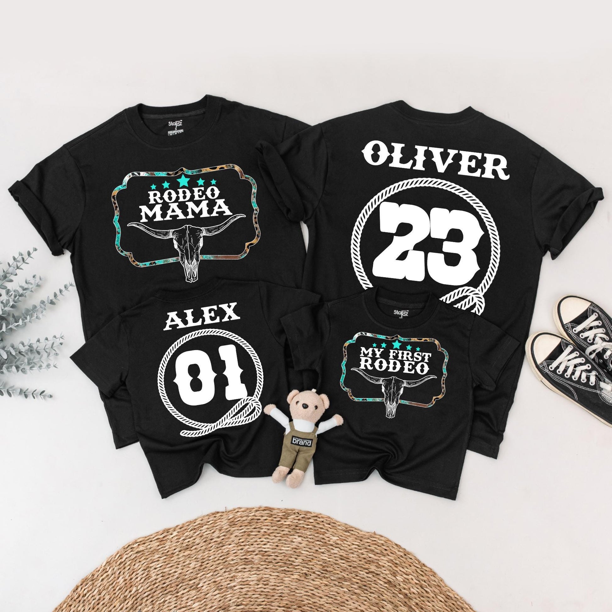 My First Rodeo Birthday Family Matching Shirts, Western Steer Skull 1st Birthday Party Outfit, Cowboy/Cowgirl Bday Tees