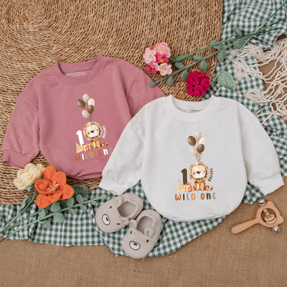 Wild One 1st Birthday Romper Safari Baby Boy Outfit Personalized Bubble Romper First Birthday Clothes