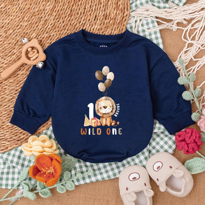 Wild One 1st Birthday Romper Safari Baby Boy Outfit Personalized Bubble Romper First Birthday Clothes