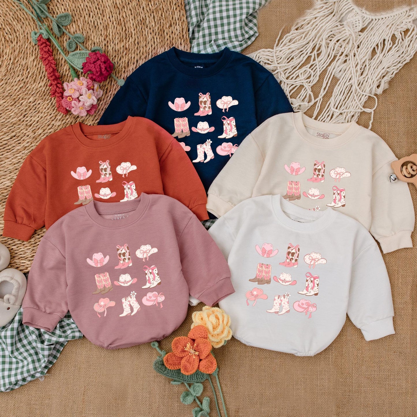 Adorable Western Cowgirl Boots Baby Romper Bubble Bodysuit Outfit for Girls Newborn Rodeo Baby Shower Gift Country Style Clothes