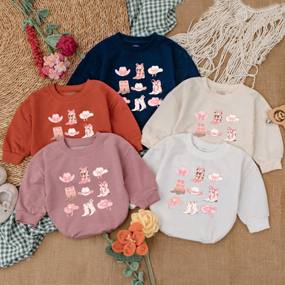 Adorable Western Cowgirl Boots Baby Romper Bubble Bodysuit Outfit for Girls Newborn Rodeo Baby Shower Gift Country Style Clothes