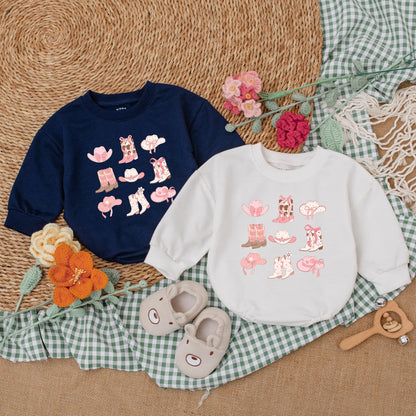 Adorable Western Cowgirl Boots Baby Romper Bubble Bodysuit Outfit for Girls Newborn Rodeo Baby Shower Gift Country Style Clothes