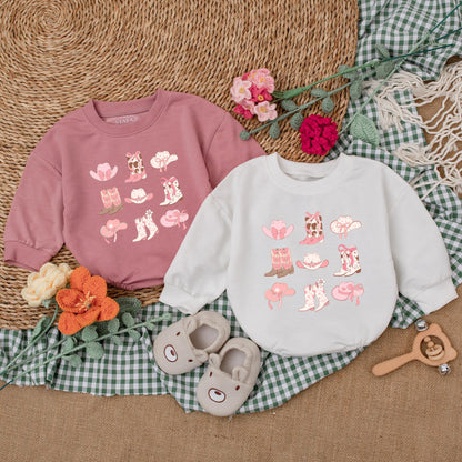 Adorable Western Cowgirl Boots Baby Romper Bubble Bodysuit Outfit for Girls Newborn Rodeo Baby Shower Gift Country Style Clothes