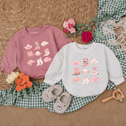 Adorable Western Cowgirl Boots Baby Romper Bubble Bodysuit Outfit for Girls Newborn Rodeo Baby Shower Gift Country Style Clothes