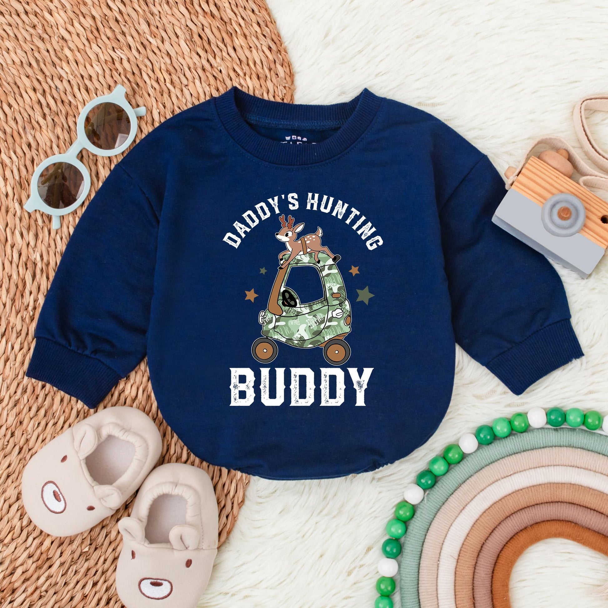 Daddy's Little Hunting Buddy Romper Baby Boy Bodysuit Perfect for Outdoors & Baby Shower Gifts