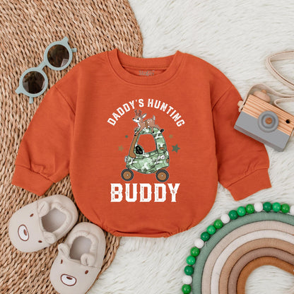 Daddy's Little Hunting Buddy Romper Baby Boy Bodysuit Perfect for Outdoors & Baby Shower Gifts