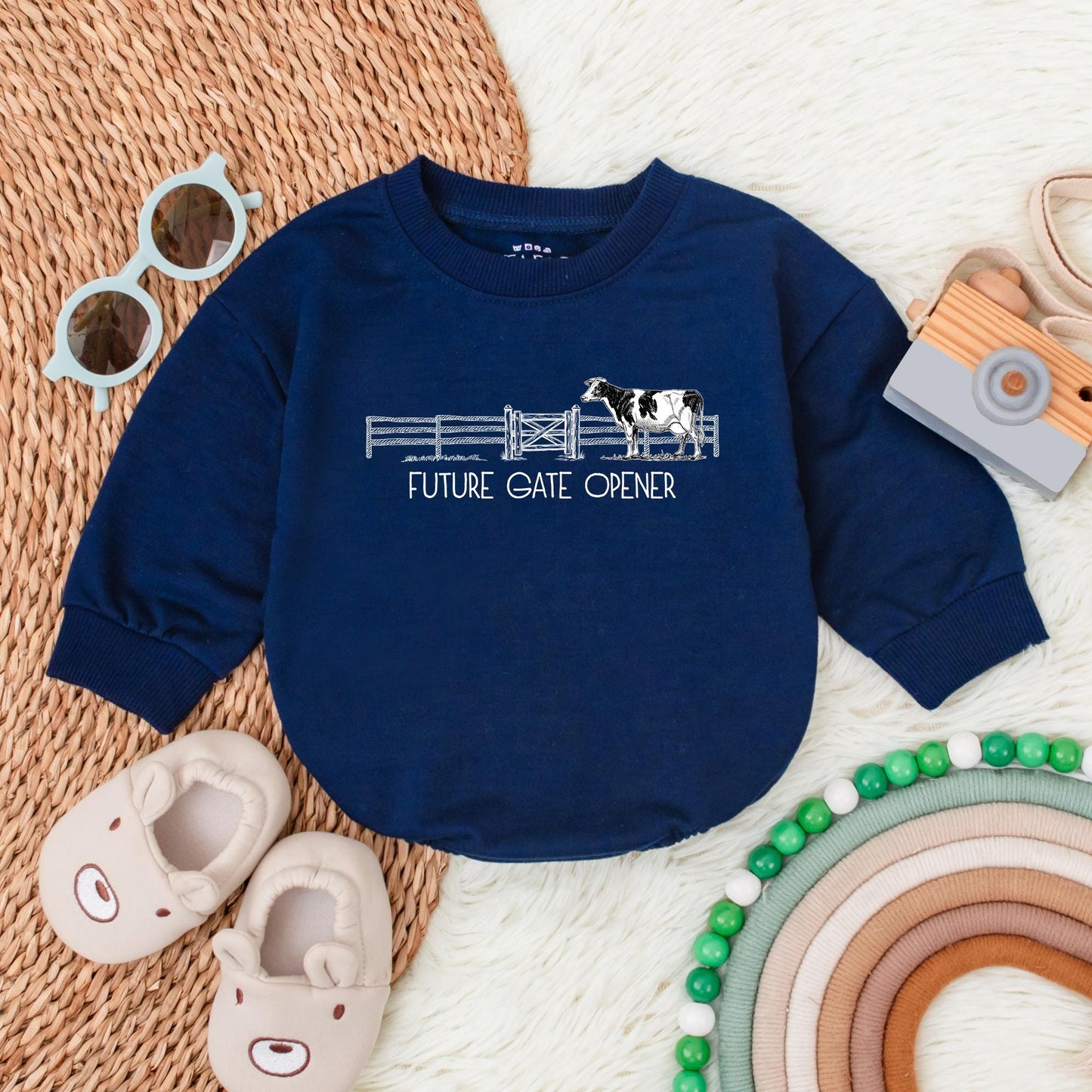 Future Gate Opener Country Baby Romper Pregnancy Announcement Cattle Farmer Boy Bodysuit Baby Shower Gift