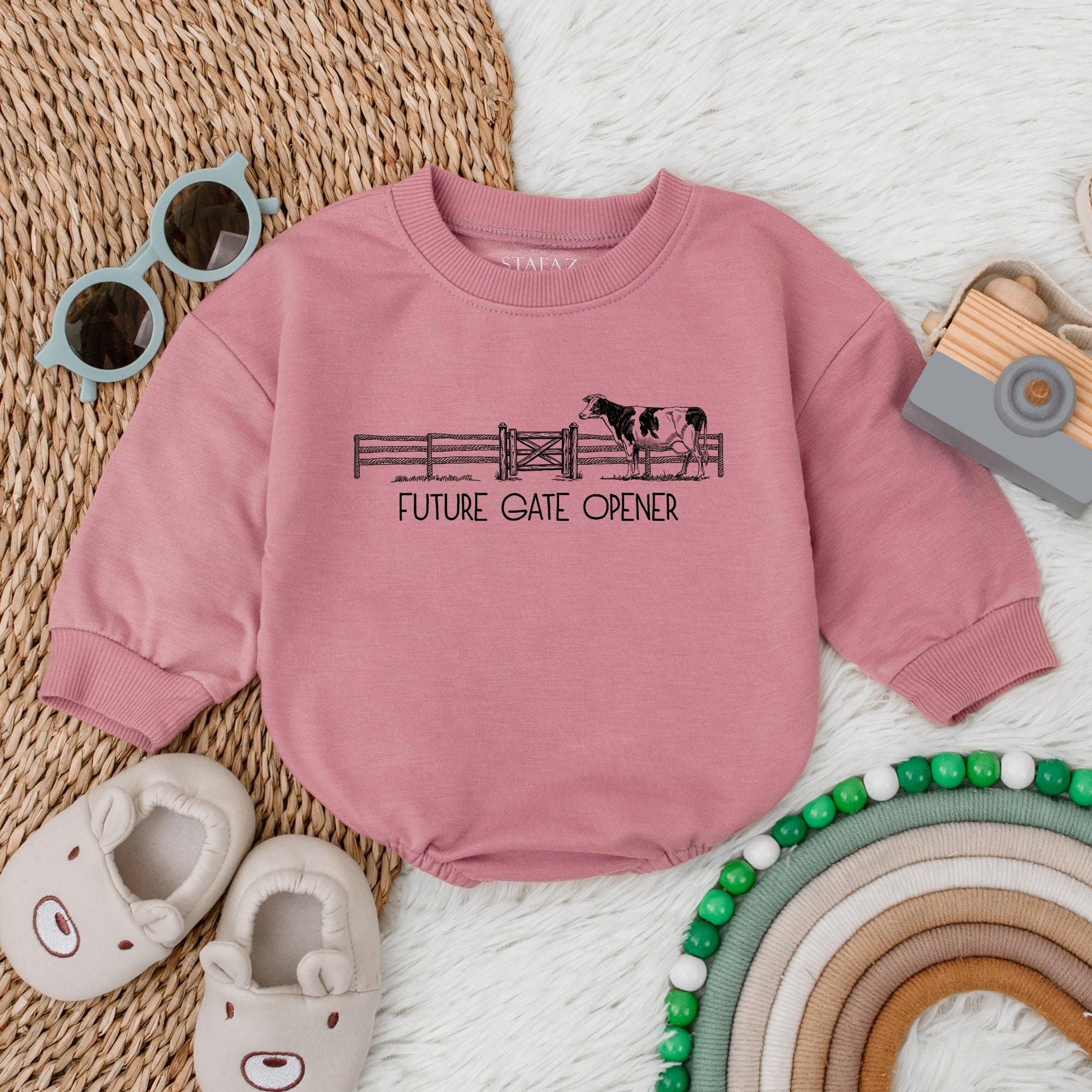 Future Gate Opener Country Baby Romper Pregnancy Announcement Cattle Farmer Boy Bodysuit Baby Shower Gift