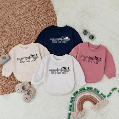 Future Gate Opener Country Baby Romper Pregnancy Announcement Cattle Farmer Boy Bodysuit Baby Shower Gift