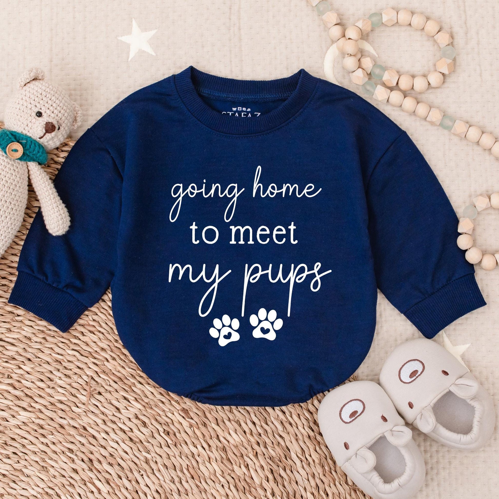 Going Home to Meet My Pups Baby Bodysuit – Personalized Newborn Outfit – Cute Dog-Themed Baby Bodysuit – Perfect for Dog-Lovers and New Parents
