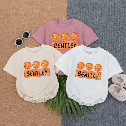 Custom Name Basketball Baby Outfit Newborn Clothes Boy, Game Day Bodysuit, Baby Shower Gift, Future Baller, Soft