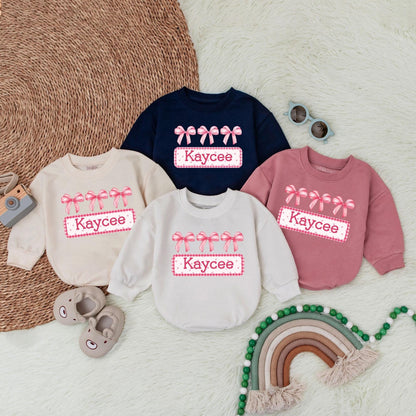 Custom Bow Name Baby Romper - Personalized Bubble Bodysuit for Baby Girl's Birthday or Christmas Gift - Soft & Comfy