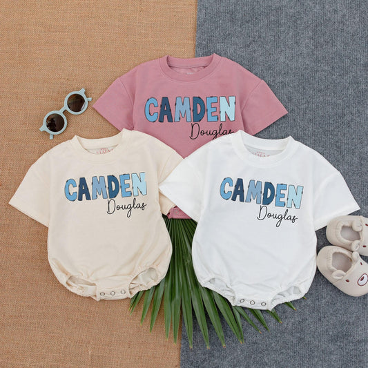 Personalized Boy Bubble Romper, Custom Name Baby Shower Gift, Custom Boys Name Tee, Birthday Outfit, Baby Boy Clothes, Infant