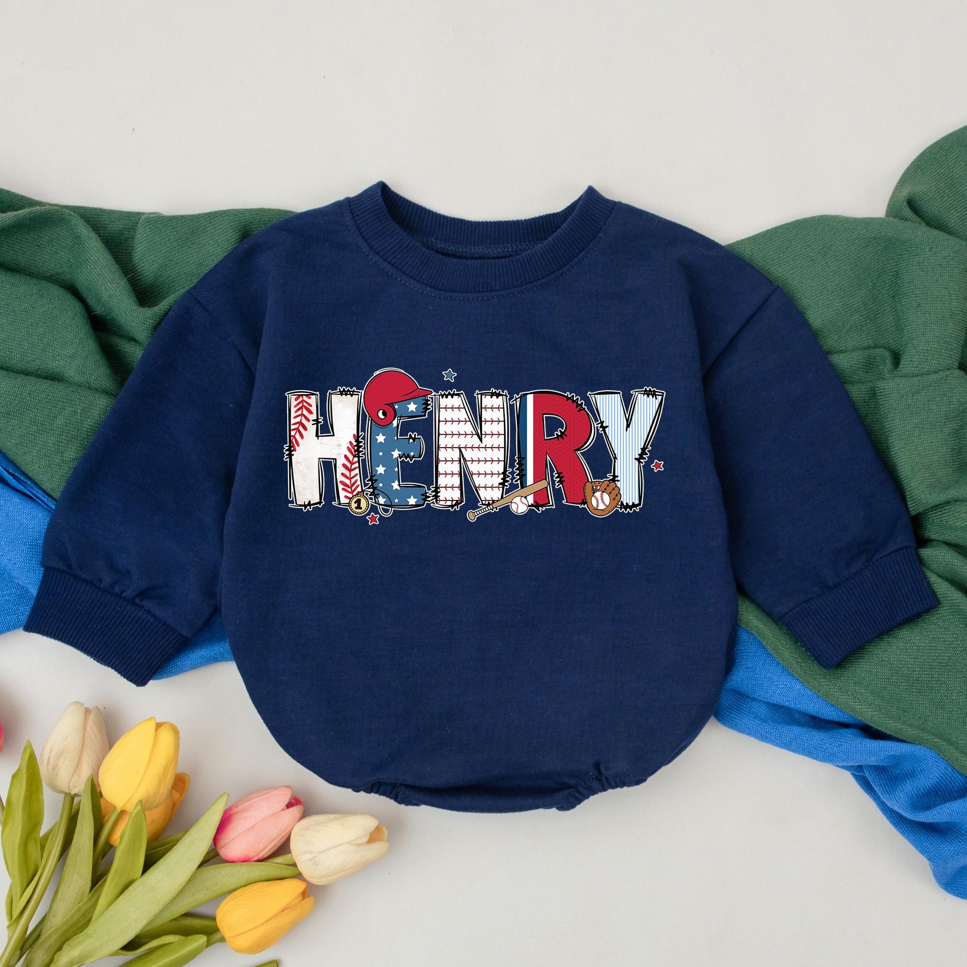 Personalized Name Baseball Bubble Romper for Baby Boys Game Day Season Bodysuit Outfit Newborn Shower Gift First Birthday Celebration