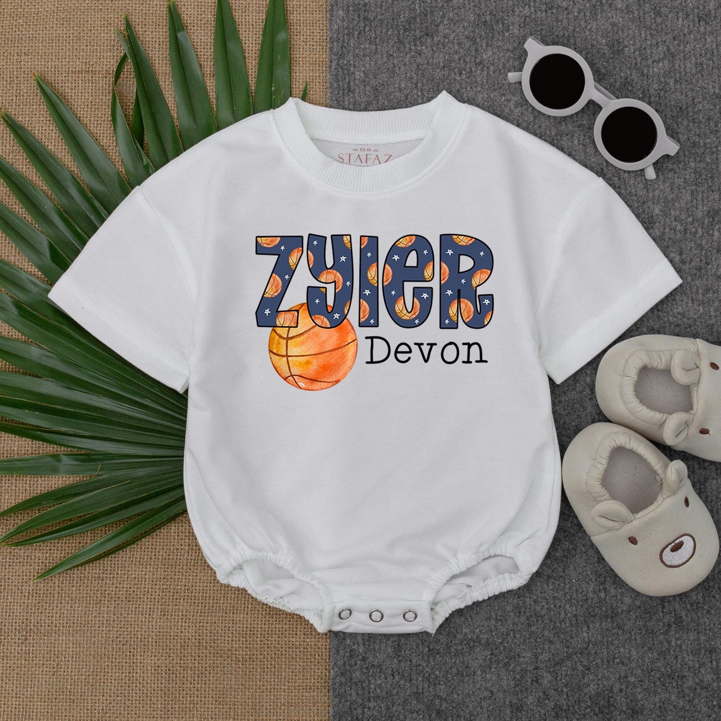 Custom Name Basketball Baby Outfit Newborn Clothes Boy Game Day Bodysuit Bubble Romper Shower Gift Future Baller
