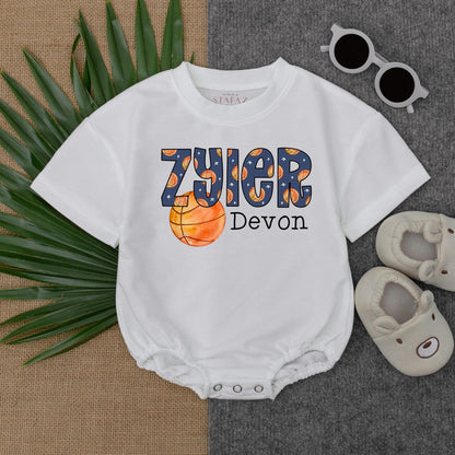 Custom Name Basketball Baby Outfit Newborn Clothes Boy Game Day Bodysuit Bubble Romper Shower Gift Future Baller
