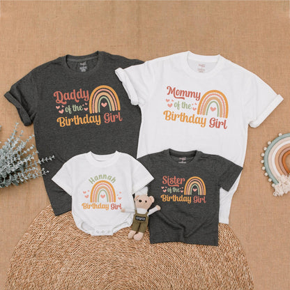 Boho Rainbow Birthday Girl Family Matching Shirt First Birthday Girl Outfit Mama of Birthday Girl Mommy and Me Gift