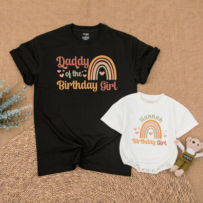 Boho Rainbow Birthday Girl Family Matching Shirt First Birthday Girl Outfit Mama of Birthday Girl Mommy and Me Gift