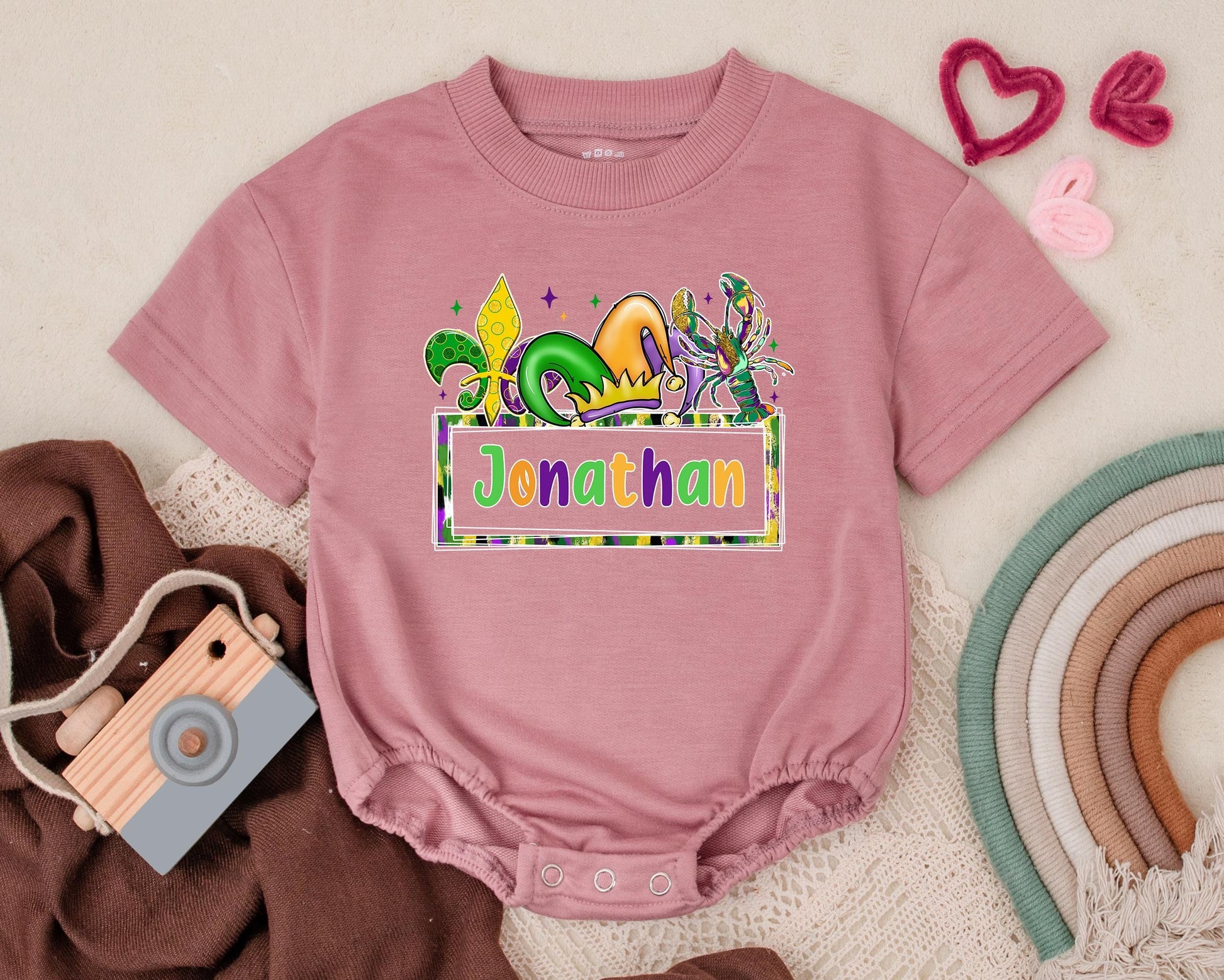 Custom Mardi Gras Baby Romper Cute Sweatshirt Outfit Unisex Newborn Gift