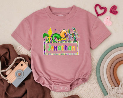 Custom Mardi Gras Baby Romper Cute Sweatshirt Outfit Unisex Newborn Gift
