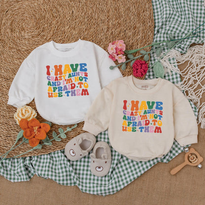 I Have Crazy Aunts Baby Romper or Auntie's Bestie Bodysuit Cute Cool Aunt Gift Baby Shower, Funny Outfit for New Aunt