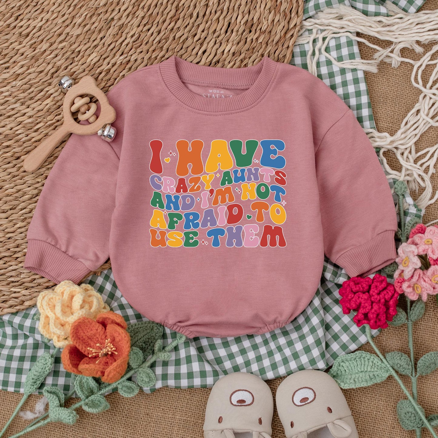 I Have Crazy Aunts Baby Romper or Auntie's Bestie Bodysuit Cute Cool Aunt Gift Baby Shower, Funny Outfit for New Aunt