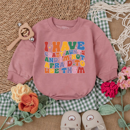 I Have Crazy Aunts Baby Romper or Auntie's Bestie Bodysuit Cute Cool Aunt Gift Baby Shower, Funny Outfit for New Aunt