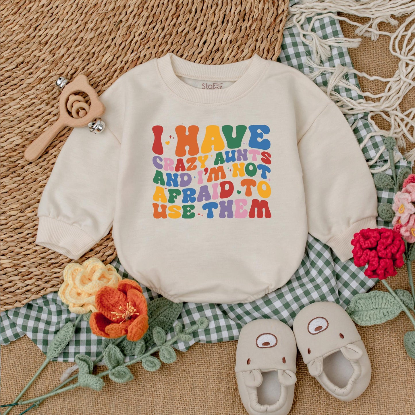 I Have Crazy Aunts Baby Romper or Auntie's Bestie Bodysuit Cute Cool Aunt Gift Baby Shower, Funny Outfit for New Aunt