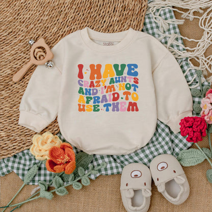 I Have Crazy Aunts Baby Romper or Auntie's Bestie Bodysuit Cute Cool Aunt Gift Baby Shower, Funny Outfit for New Aunt